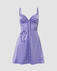 Camisole-Kleid mit seidigem Schmucksteinmuster