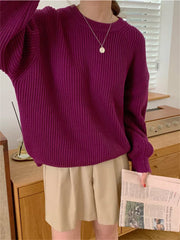 Langärmliger Vintage-Pullover mit O-Ausschnitt