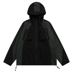 Kapuzenjacke mit Reißverschluss und Farbblock