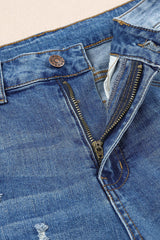 Distressed-Jeans mit Patchwork-Muster und Blumenmuster