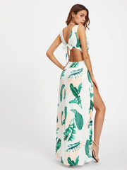 Neckholder-Maxikleid mit Blumenmuster und rückenfreiem Schnitt