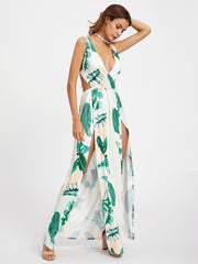 Neckholder-Maxikleid mit Blumenmuster und rückenfreiem Schnitt