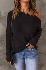 Pullover mit horizontaler Rippung und One-Shoulder-Träger