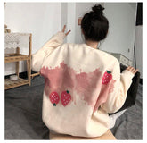 Lockerer Pullover mit süßem Erdbeer-Print