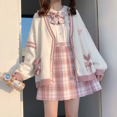 Lockerer süßer Kawaii-Cardigan mit Stickerei