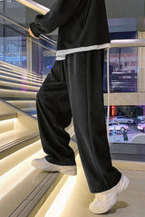 Lockere, weit geschnittene, einfarbige lange Herren-Jogginghose