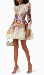 Langärmliges Minikleid mit Blumenmuster