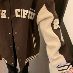 Wattierte Collegejacke im Vintage-Stil mit Logo-Stickerei