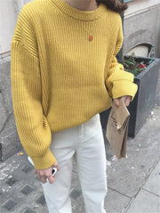 Langärmliger Vintage-Pullover mit O-Ausschnitt