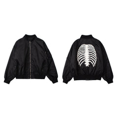 Oversize-Bomberjacke mit Skelett-Grafik