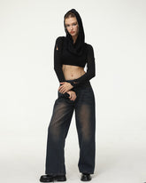 Oversize-Jeans mit verblasstem Dirigible-Aufdruck