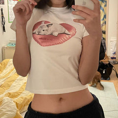Love Bunny – Weißes bauchfreies Top