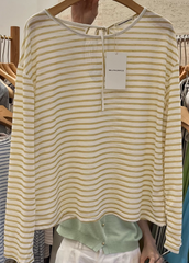 Raelle Gestreiftes Top aus Baumwollmischung – Weiß-Mint – ENDGÜLTIGER VERKAUF