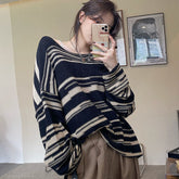 Oversize-Strickpullover mit Streifen