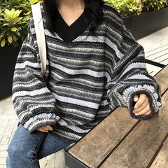 80er Oma V-Ausschnitt Pullover