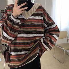 80er Oma V-Ausschnitt Pullover