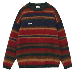 80er Vintage Indie Ästhetik Streifen Strickpullover