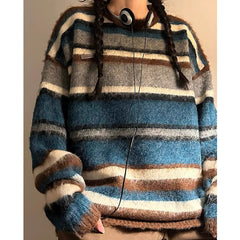 80er Vintage Indie Ästhetik Streifen Strickpullover