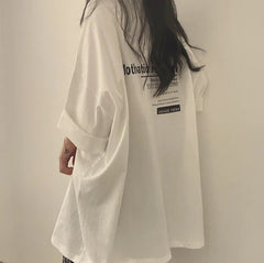 Letter Print Oversized Short Sleeve Tee