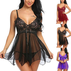 Black Lace Bra tulle Splicing Babydoll