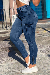 Cropped-Jeans in voller Größe mit Tasche