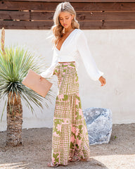 A World To See Hose mit weitem Bein und Blumenmuster zum Binden vorn