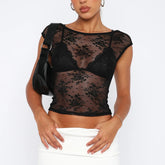 T-Shirt mit offenem Rücken aus Netzstoff