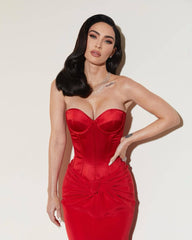 Trägerloses Korsett-Zweiteilerkleid in Rot