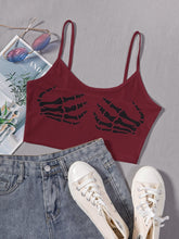 Bone Hands Print Crop Cami Top Sai Feel