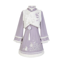 Hasenkleid-Set mit Schleife und Blumen