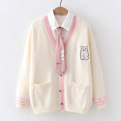 Bunny Cardigan Pullover Shirt Set