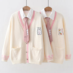 Bunny Cardigan Pullover Shirt Set