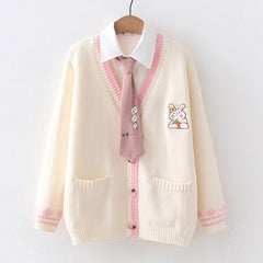 Bunny Cardigan Pullover Shirt Set