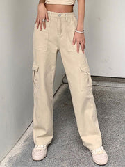 Gerade geschnittene Cargo-Jeans mit Taschendetail