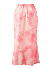 Chiffon-Midirock mit Blumenmuster
