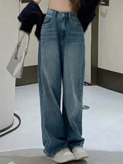 Boyfriendjeans im Vintage-Look mit verblasster Waschung und geradem Bein