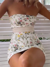 Strapless Off Shoulder Tube Sexy Floral Print Slim Mini Dress InsStreet