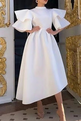 Schickes weißes A-Linien-Midikleid