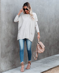 Close To You Pullover mit Taschen – Warmes Grau – ENDGÜLTIGER VERKAUF