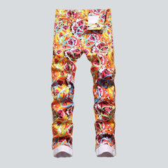 Color ornament painted men jeans