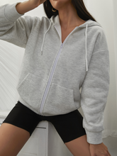 Drop Shoulder Zip Front Drawstring Hoodie Sai Feel