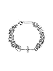 Mehrlagiges Gliederkettenarmband mit geometrischem Dekor