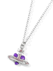Halskette mit Kreuz- und Herzanhänger aus Strass