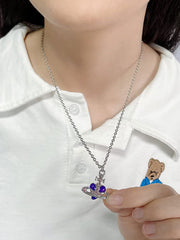 Halskette mit Kreuz- und Herzanhänger aus Strass
