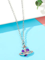Halskette mit Kreuz- und Herzanhänger aus Strass