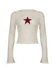 Star Crochet Knit Cropped Knit Top