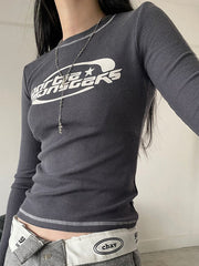 Crop-Top aus Strick mit Vintage-Logo-Print