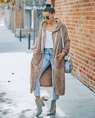 Snooze – Weiche Strickjacke mit Kapuze und Taschen – Mokka