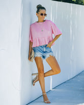 Gal Pal Cotton Peplum Top - Pink Ins Street