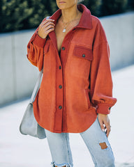 Tanan Fleece-Hemdjacke mit Taschen und Knopfleiste - Rost